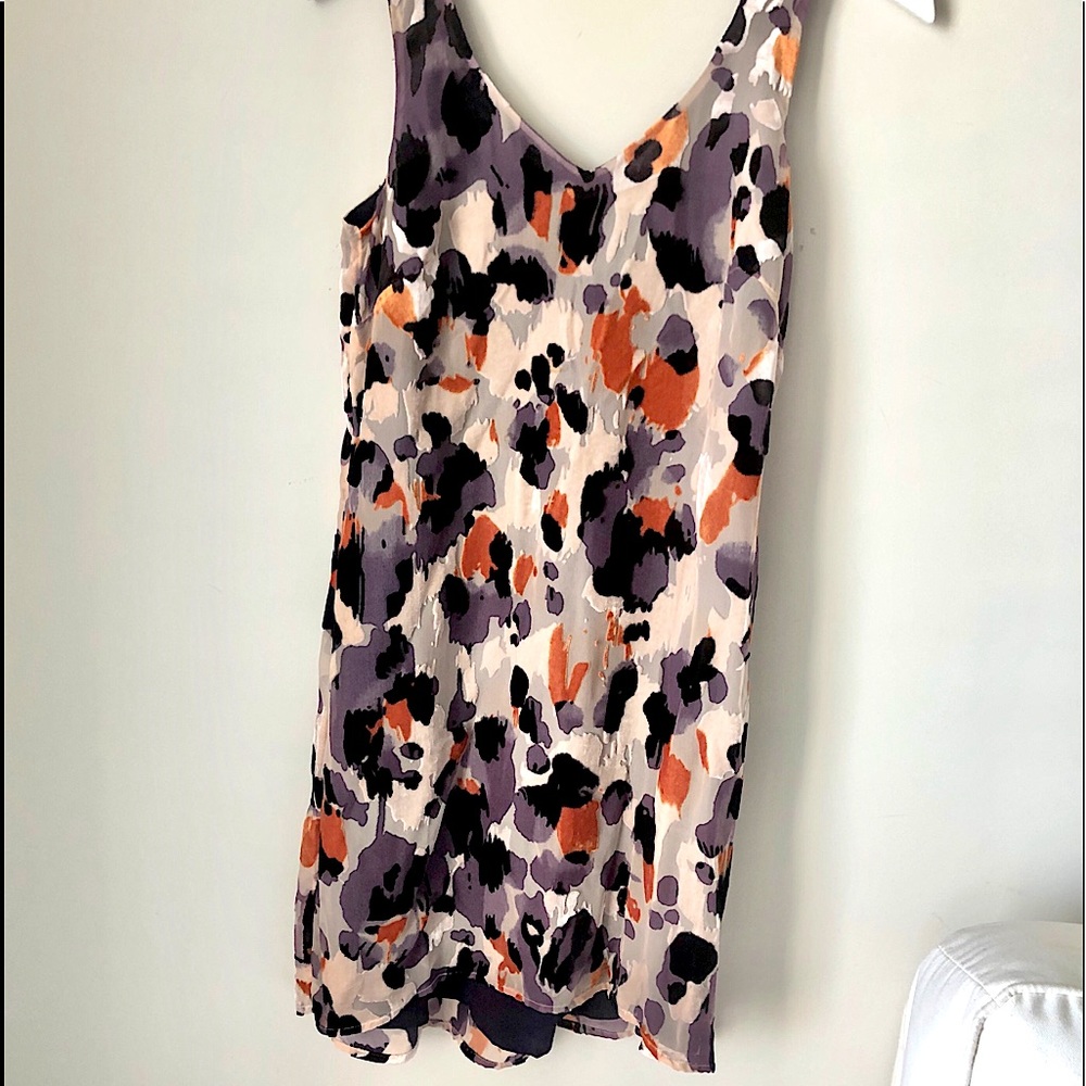 CABI Artsy Cream Purple Velvet Sleeveless Mini Dress XS